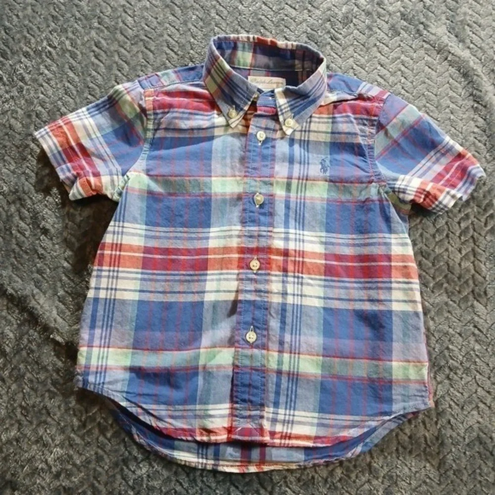Ralph Lauren Baby Boys Plaid Button Down Shirts Lot‎ 18M Yellow Blue Red